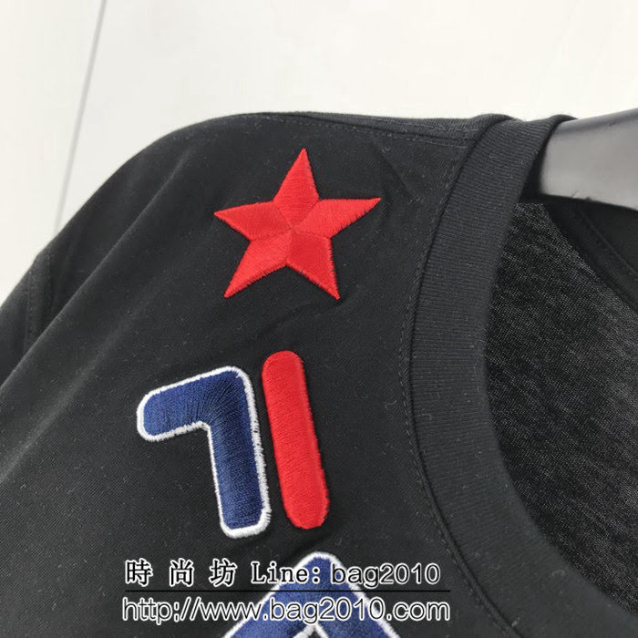 FENDI芬迪 19ss春夏新款 領口五星字母刺繡 純棉短袖 男女同款 ydi1977